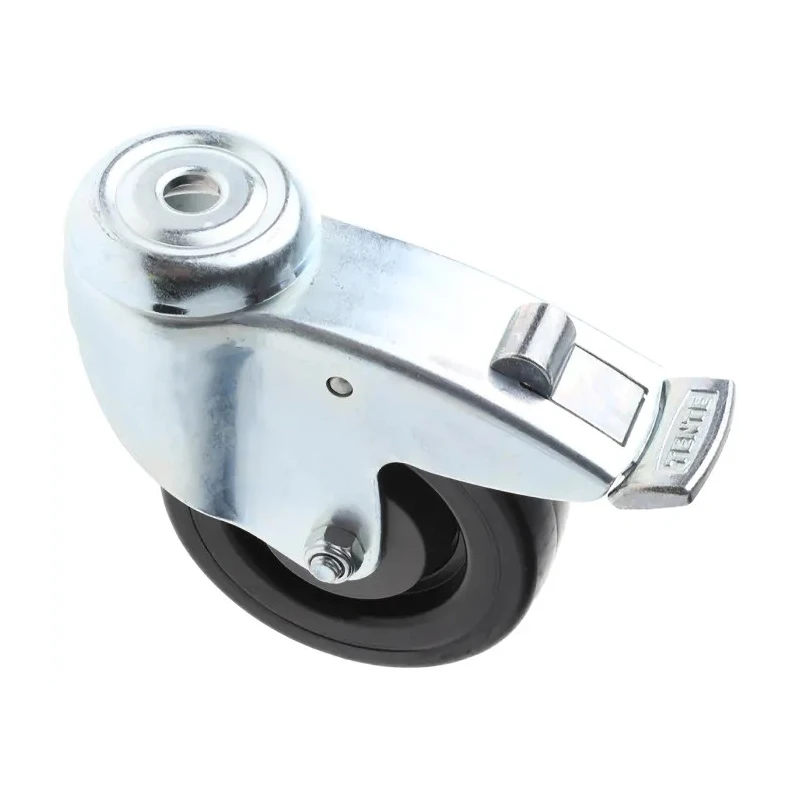 Tente Swivel Castor with 100 mm Rubber Wheel and 80 kg Load Capacity, Precision Ball Bearing, Steel Hub 2477UYP100P30CHC10X90