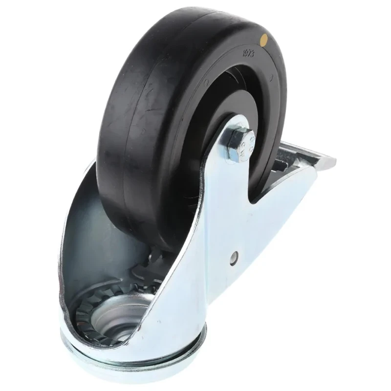 Tente Swivel Castor with 100 mm Rubber Wheel and 80 kg Load Capacity, Precision Ball Bearing, Steel Hub 2477UYP100P30CHC10X90