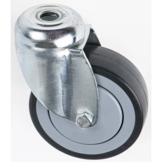 Tente Swivel Castor, 60 kg Load Capacity, 75 mm Rubber Wheel, Precision Ball Bearing, Polypropylene Hub 2470PJP075P30CHC10X90