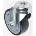 Tente Swivel Castor, 60 kg Load Capacity, 75 mm Rubber Wheel, Precision Ball Bearing, Polypropylene Hub 2470PJP075P30CHC10X90