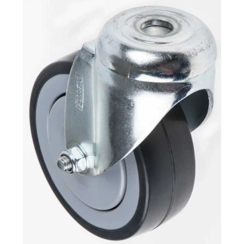 Tente Swivel Castor, 60 kg Load Capacity, 75 mm Rubber Wheel, Precision Ball Bearing, Polypropylene Hub 2470PJP075P30CHC10X90