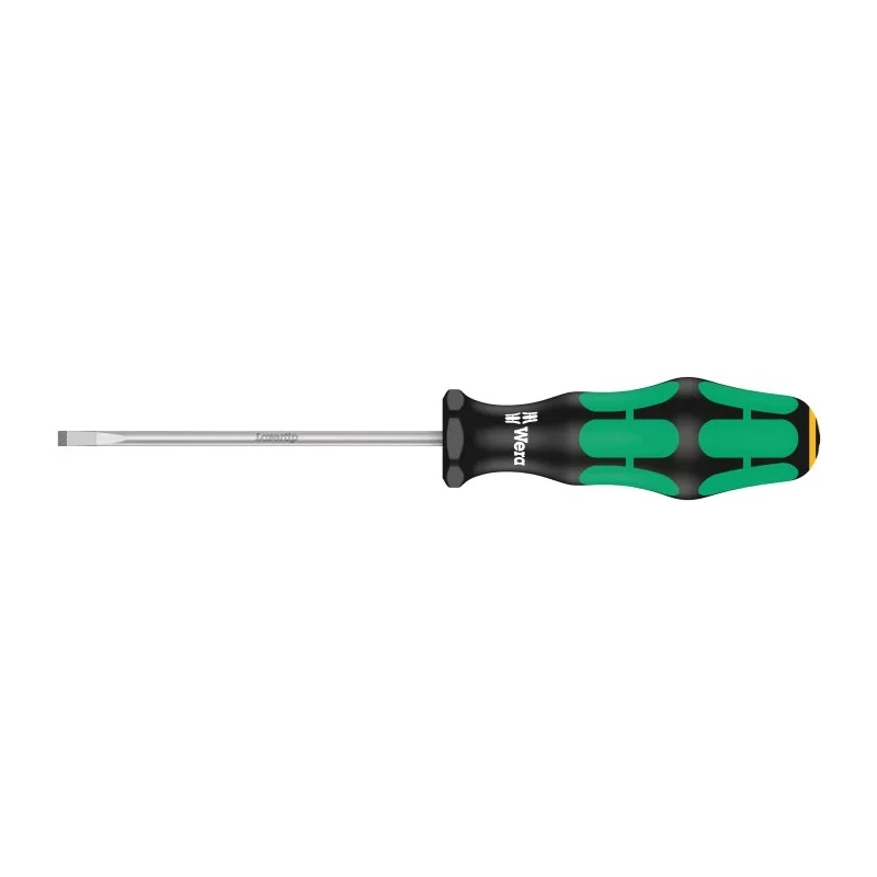 Wera Standard Screwdriver 4 mm Slotted Tip, 0.8 mm Tip Thickness, 100 mm Blade Length, 198 mm Overall Length 05110004001