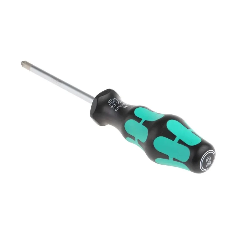 Wera Pozidriv Screwdriver with PZ2 Tip, 100 mm Blade Length, 205 mm Overall Length, Alloy Steel Blade 05009315001