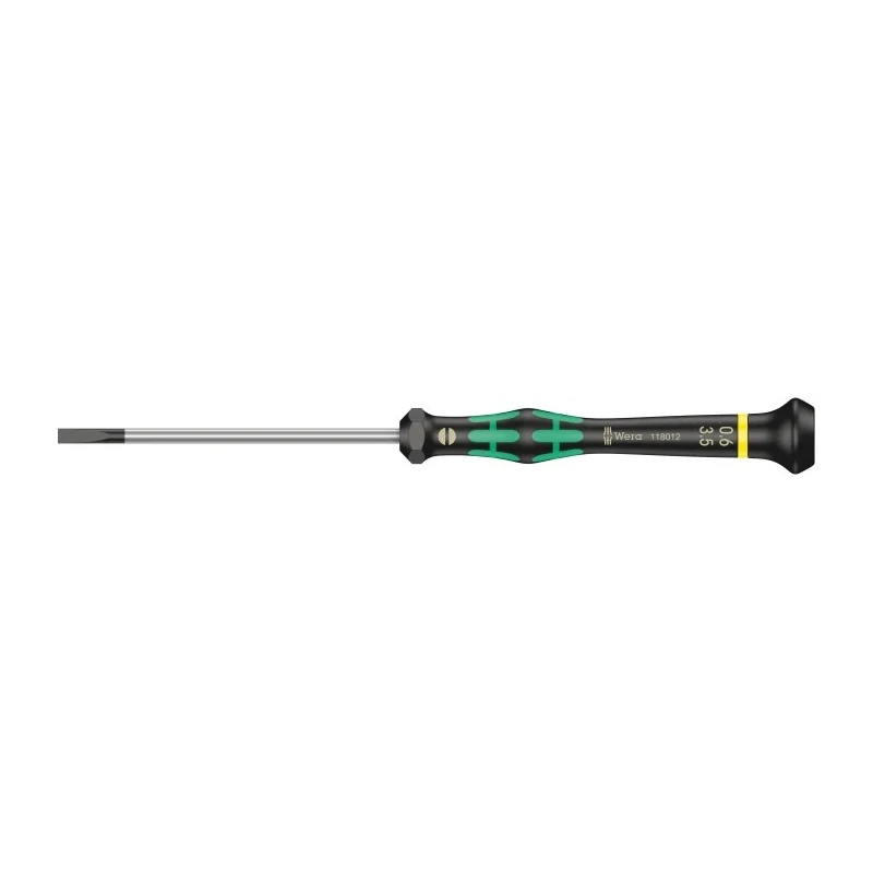 Wera Precision Screwdriver, 0.6mm Tip Thickness, 80mm Blade Length, 3.5mm Tip Width, 97mm Overall Length 05118012001