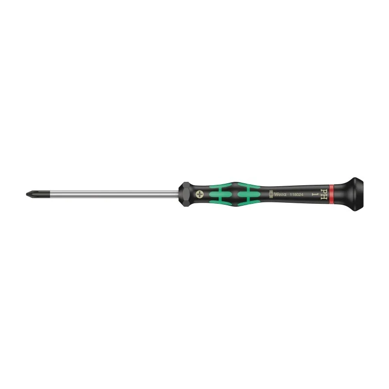Wera Precision Screwdriver, PH1 Tip, 80 mm Blade, 97 mm Overall 05118024001