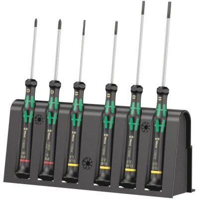 Wera Phillips and Slotted Precision Screwdriver Set, Colour-Coded Handles, 6-Piece 05118150001
