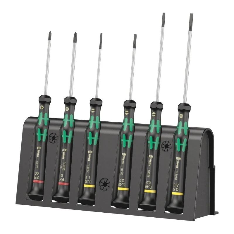 Wera Phillips and Slotted Precision Screwdriver Set, Colour-Coded Handles, 6-Piece 05118150001