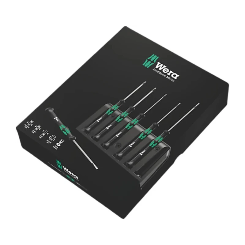 Wera Phillips and Slotted Precision Screwdriver Set, Colour-Coded Handles, 6-Piece 05118150001