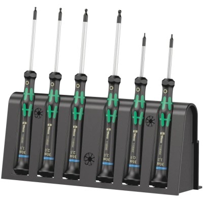 Wera Hexagon Precision Screwdriver Set, 6-Piece, Tip Sizes 0.9, 1.3, 1.5, 2, 2.5, 3 mm 05118156001