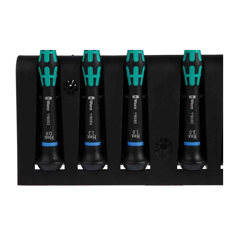 Wera Hexagon Precision Screwdriver Set, 6-Piece, Tip Sizes 0.9, 1.3, 1.5, 2, 2.5, 3 mm 05118156001