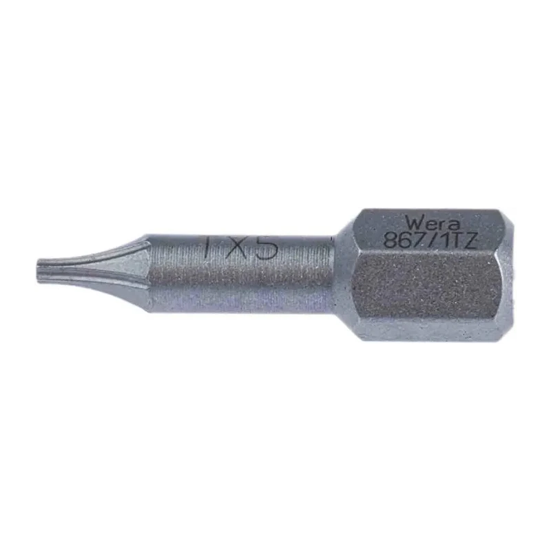 Wera Screwdriver Bit, 6.35 mm Hex Drive, T5 Size, 25 mm Overall Length, 1-Piece 05066300001
