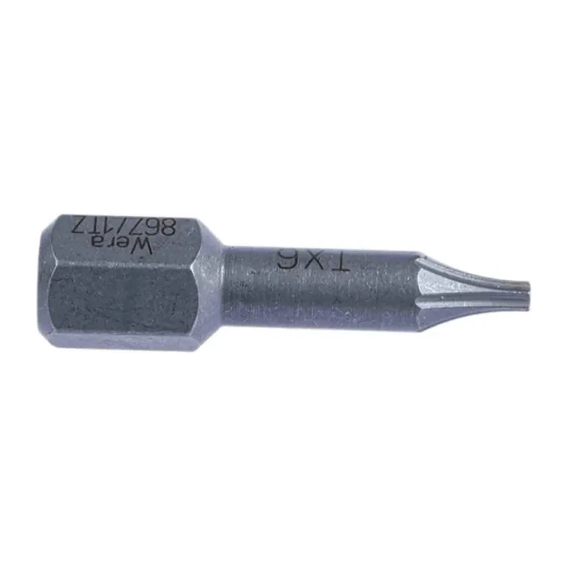 Wera Screwdriver Bit 1/4 in Tip T6 Size Hex Drive 25mm Overall Length 05066301001