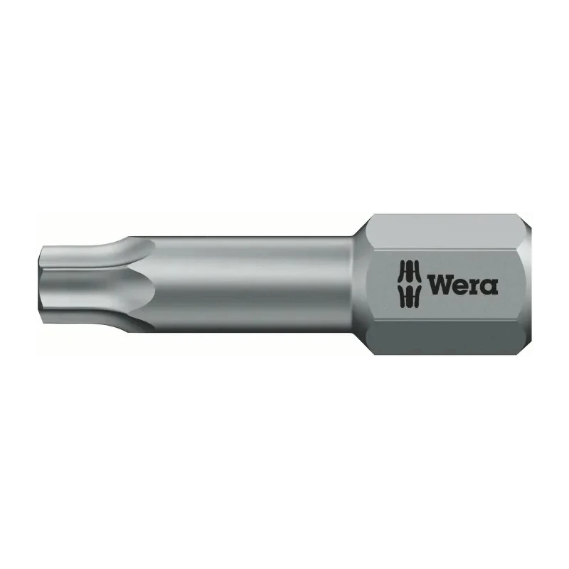 Wera Screwdriver Bit T8 Size, 6.35 mm Hex Drive, 25 mm Overall Length 05066303001