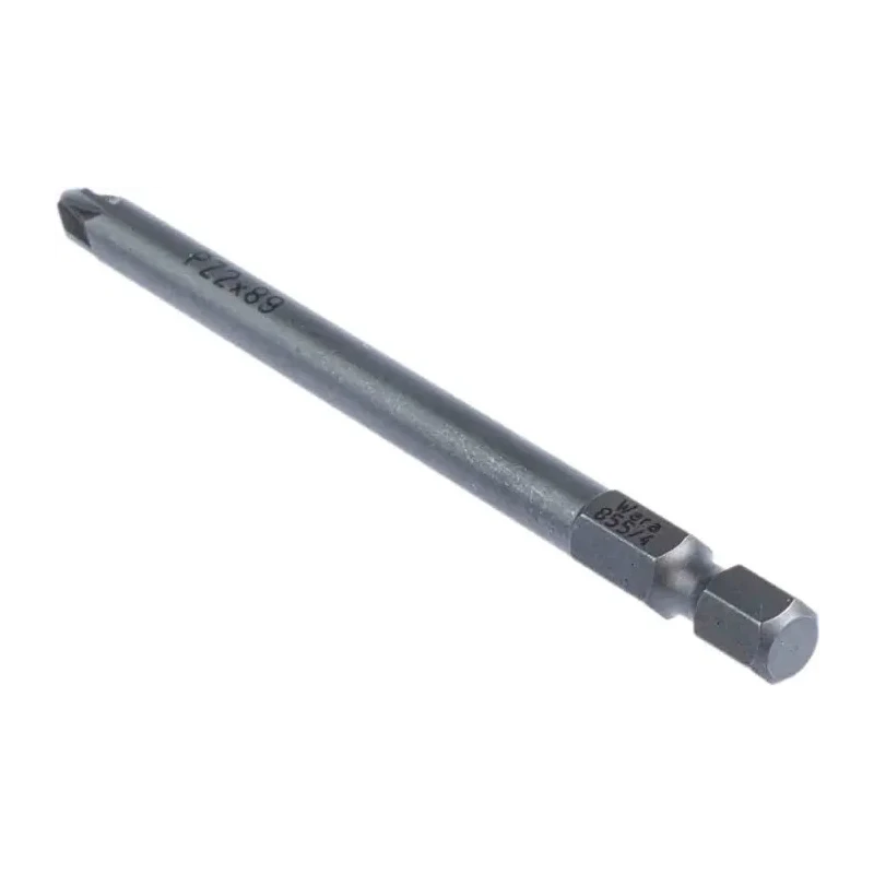 Wera Screwdriver Bit PZ2 Tip Hex Drive 89 mm Overall Length 05060035001
