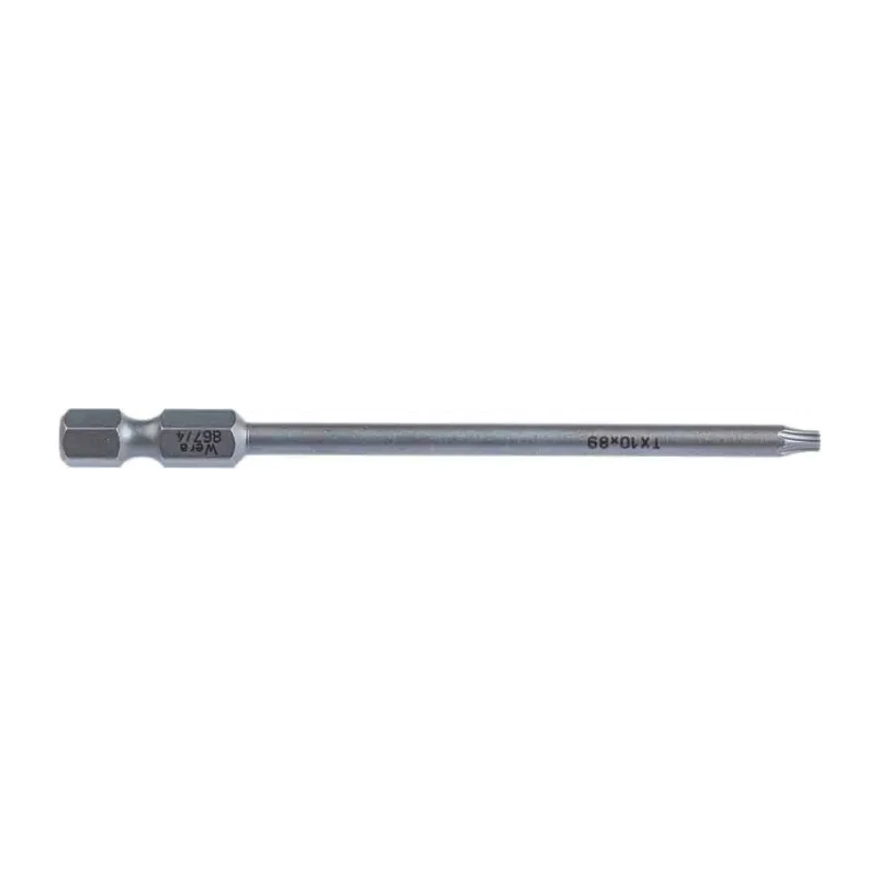 Wera Screwdriver Bit, 1/4 in Hex Drive, T10 Size, 89mm Overall Length, 1-Piece 05060186001