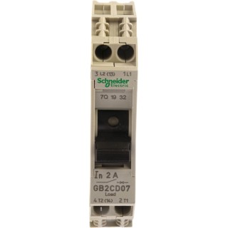 Schneider Electric Thermal Magnetic Circuit Breaker 1-Pole, 2A Current Rating, DIN Rail Mount, 15kA Breaking Capacity GB2CD07