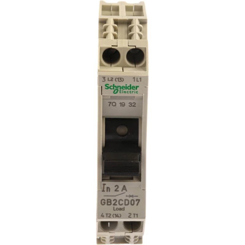 Schneider Electric Thermal Magnetic Circuit Breaker 1-Pole, 2A Current Rating, DIN Rail Mount, 15kA Breaking Capacity GB2CD07