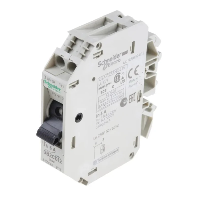 Schneider Electric TeSys GB2 Thermal Circuit Breaker 6A Current Rating 1-Pole DIN Rail GB2CD12