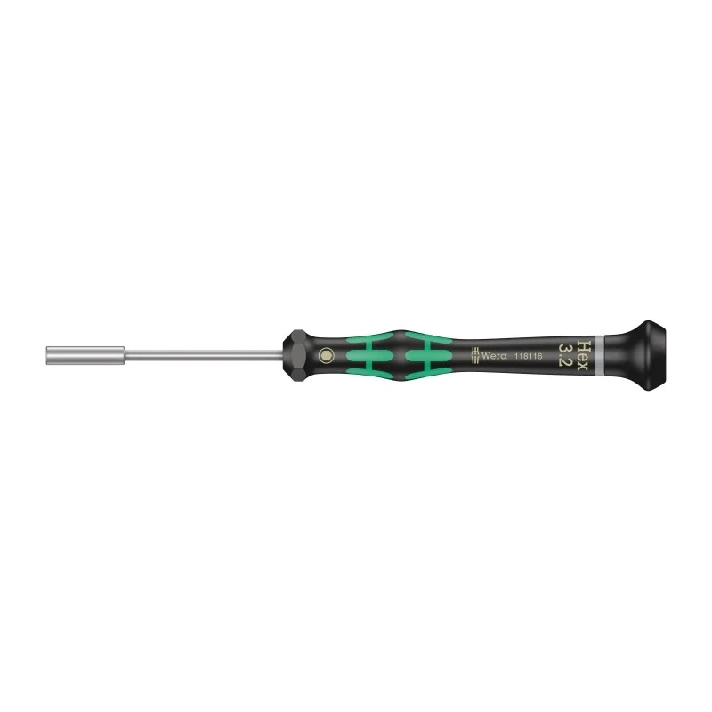 Wera Hexagon Nut Driver, 3.2 mm Tip, 60 mm Blade, 157 mm Overall Length 05118116001
