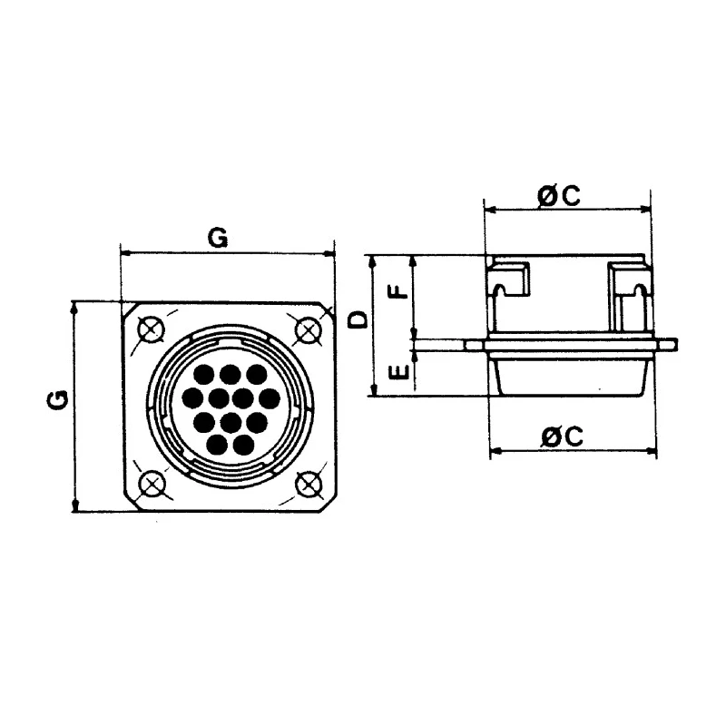 Jaeger Circular Connector 3 Contacts Panel Mount Standard Size Female IP50 IP54 MIL-DTL-5015 6307 030 06
