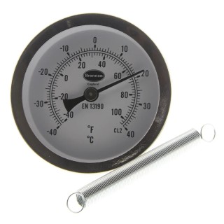 Brannan Temperature Gauge Dial Thermometer Steel Case 63mm Dial Size ±4°C Accuracy 40°C Max Measurement 33/403/0
