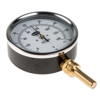RS PRO Dial Thermometer with 100mm Dial, Steel Case, Threaded Connection, ±Class 2 Accuracy, 60°C Max Temperature 324-8384