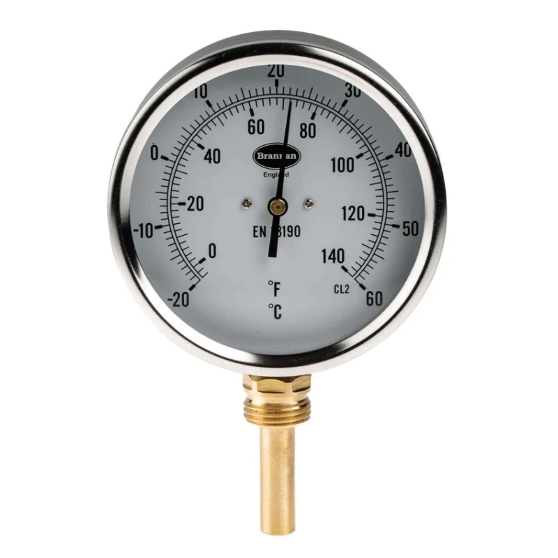 RS PRO Dial Thermometer with 100mm Dial, Steel Case, Threaded Connection, ±Class 2 Accuracy, 60°C Max Temperature 324-8384