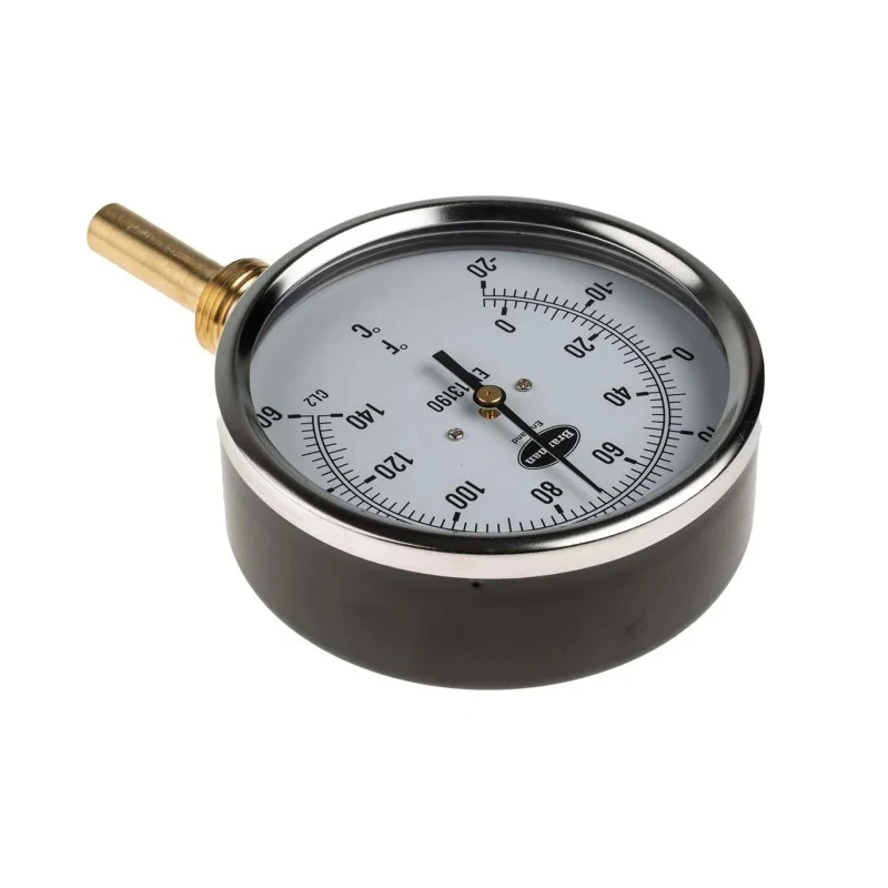 RS PRO Dial Thermometer with 100mm Dial, Steel Case, Threaded Connection, ±Class 2 Accuracy, 60°C Max Temperature 324-8384