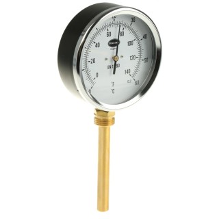 RS PRO Temperature Gauge Dial Thermometer Steel Case 100mm Dial Size 60°C Maximum Temperature Measurement 324-8407