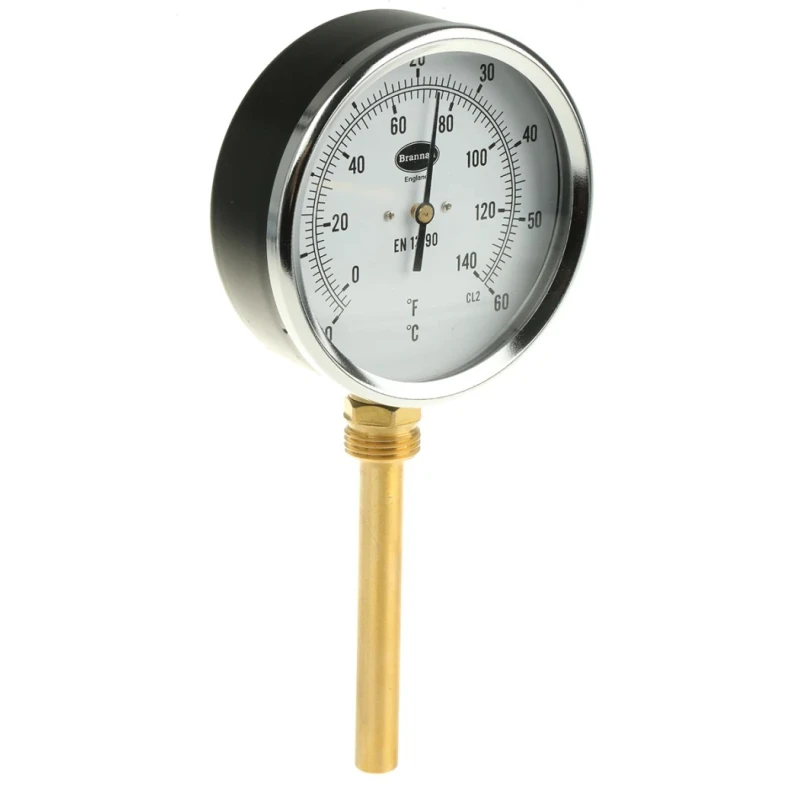 RS PRO Temperature Gauge Dial Thermometer Steel Case 100mm Dial Size 60°C Maximum Temperature Measurement 324-8407
