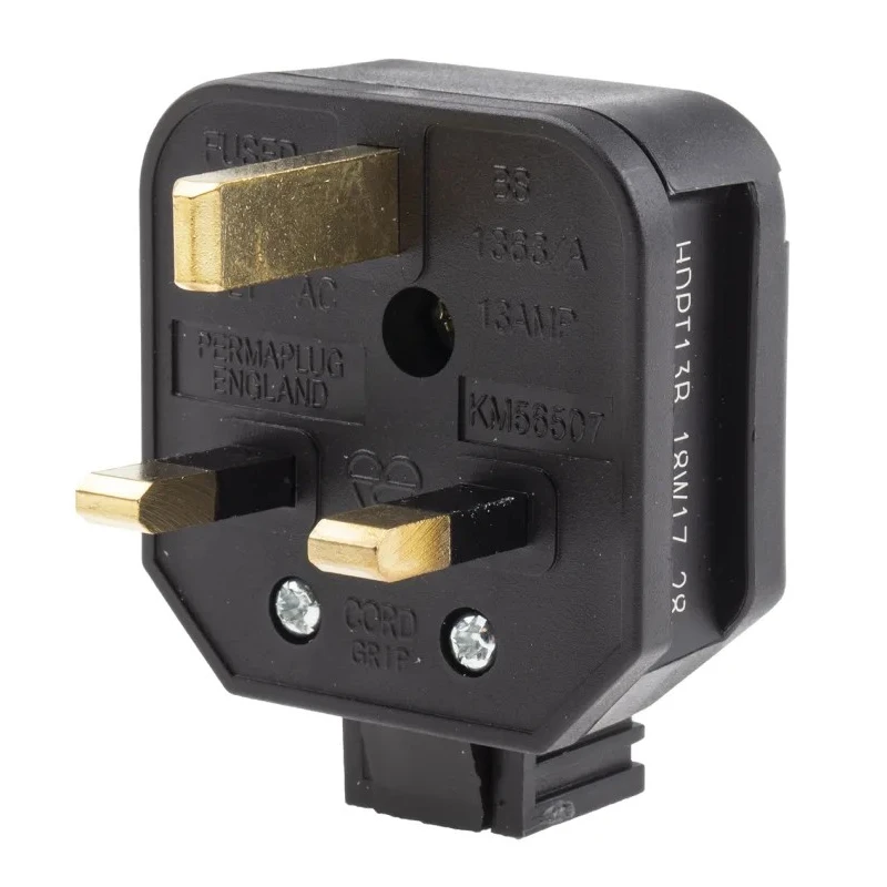 Masterplug 13A 250V UK Mains Plug Black Thermoplastic Cable Screw Terminal HDPT13B-01