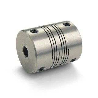 Ruland Stainless Steel Flexible Coupler 15 mm Outside Diameter, 4 mm Bore Size, 20 mm Length, Screw Style MWS15-4-4-SS