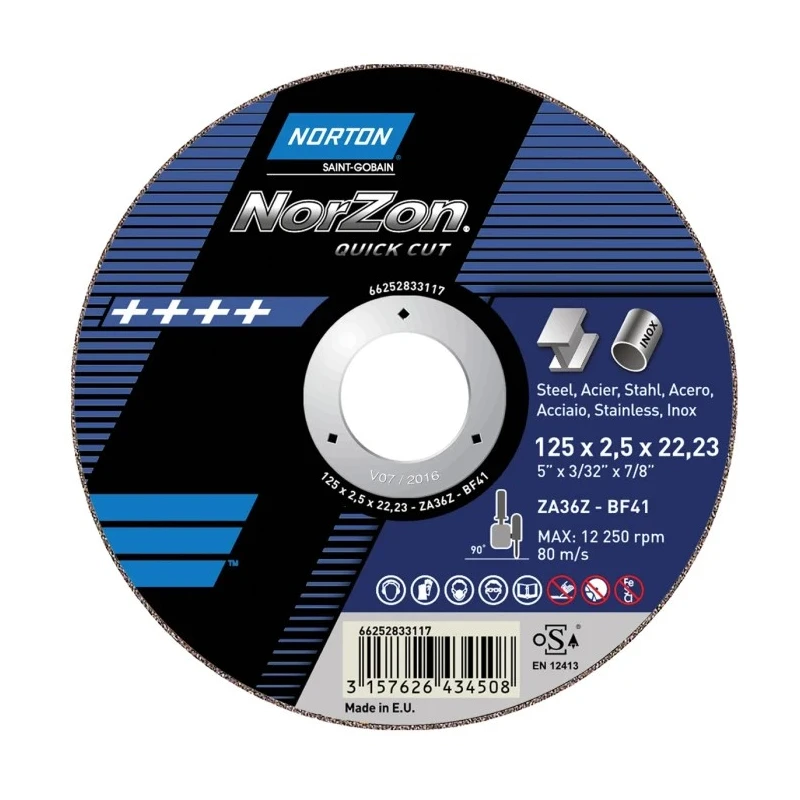 Norton Zirconium Abrasive Disc Cutting Disc 180 mm Coarse Grade P30 Grit 66252831527