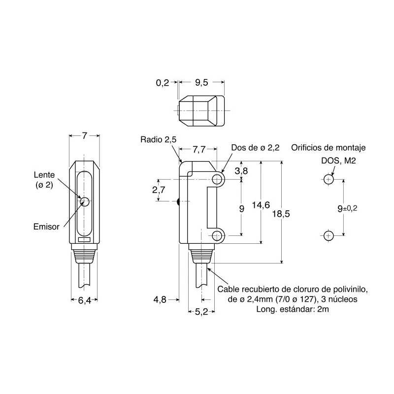Omron Through Beam Photoelectric Sensor, Block Sensor, 1 m Detection Range, PNP Output, IP67 Protection E3T-ST14 2M