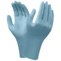 RS PRO 92-670 Blue Nitrile Disposable Gloves Chemical Resistant Food Safe 0.1mm Thickness 92670090