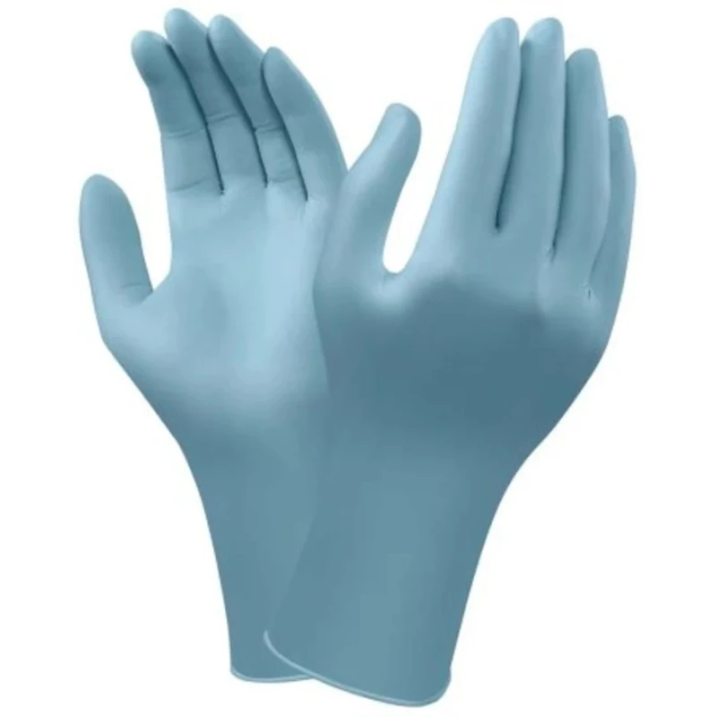 RS PRO 92-670 Blue Nitrile Disposable Gloves Chemical Resistant Food Safe 0.1mm Thickness 92670090