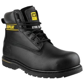 CAT Holton Black Men's Steel Toe Capped Safety Boots Lace Up Size 6 EU 39 P708026