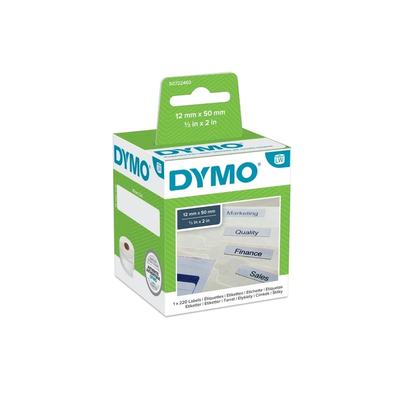 Dymo White Black Print Label Roll 50 mm Width 220 Per Roll S0722460