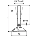 Nu-Tech Engineering Stainless Steel Adjustable Foot M12 Thread 55 mm Diameter 600 kg Static Load Capacity 10° Tilt A095/031