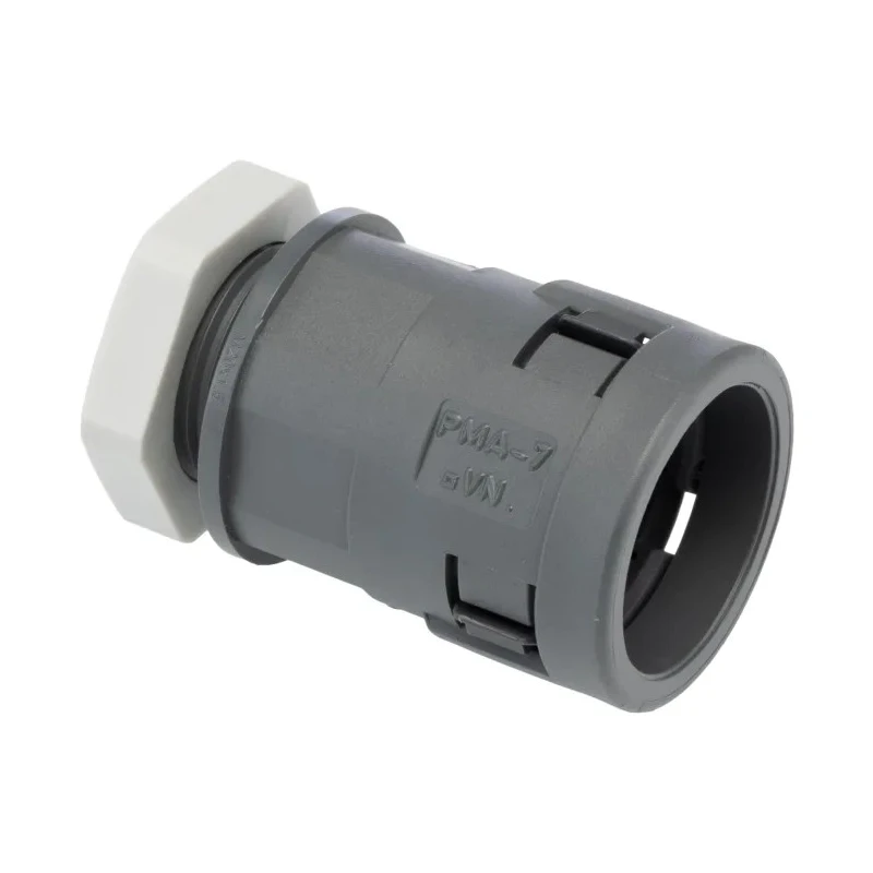 PMA Cable Conduit Fitting 17 mm Nominal Size, M20 Thread, Polyamide 6 Material, Grey Color, IP66 Rated SVND-M207GT