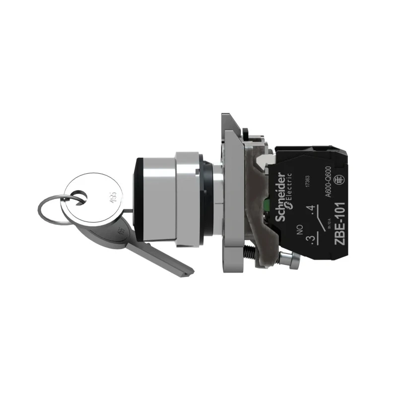 Schneider Electric IP66, IP67, IP69K Key Switch 1 NO 100 mA 1.2A 2-Way 455-Key XB4BG41