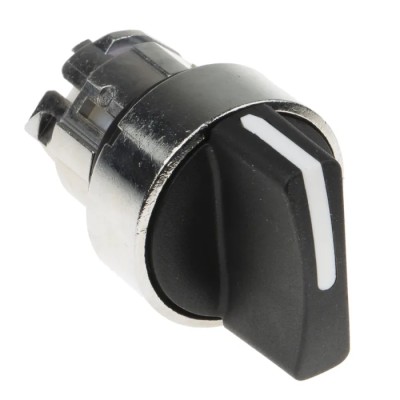 Schneider Electric Harmony Series 2 Position Selector Switch Head 22 mm Cutout Black Handle IP67 IP69K ZB4BD2