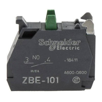 Schneider Electric Harmony XB Series Contact Block, 600V, 10A Current Rating, SPST Screw Terminal ZBE101