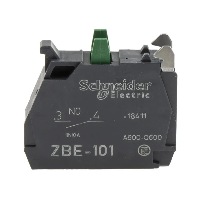 Schneider Electric Harmony XB Series Contact Block, 600V, 10A Current Rating, SPST Screw Terminal ZBE101