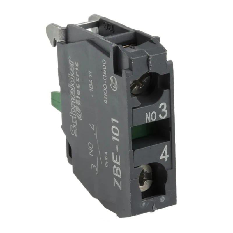 Schneider Electric Harmony XB Series Contact Block, 600V, 10A Current Rating, SPST Screw Terminal ZBE101