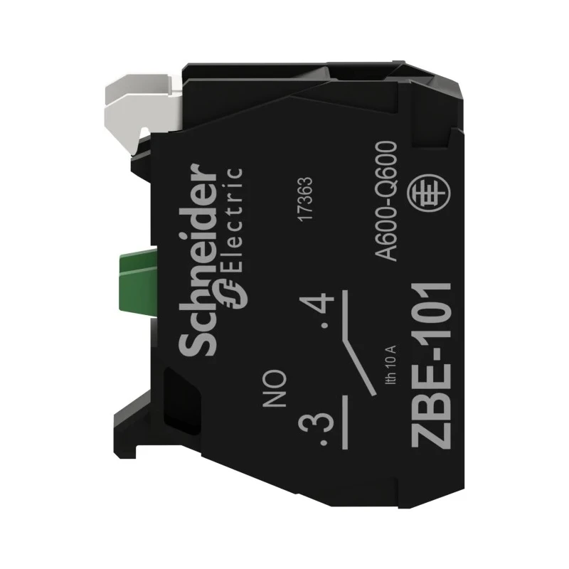 Schneider Electric Harmony XB Series Contact Block, 600V, 10A Current Rating, SPST Screw Terminal ZBE101