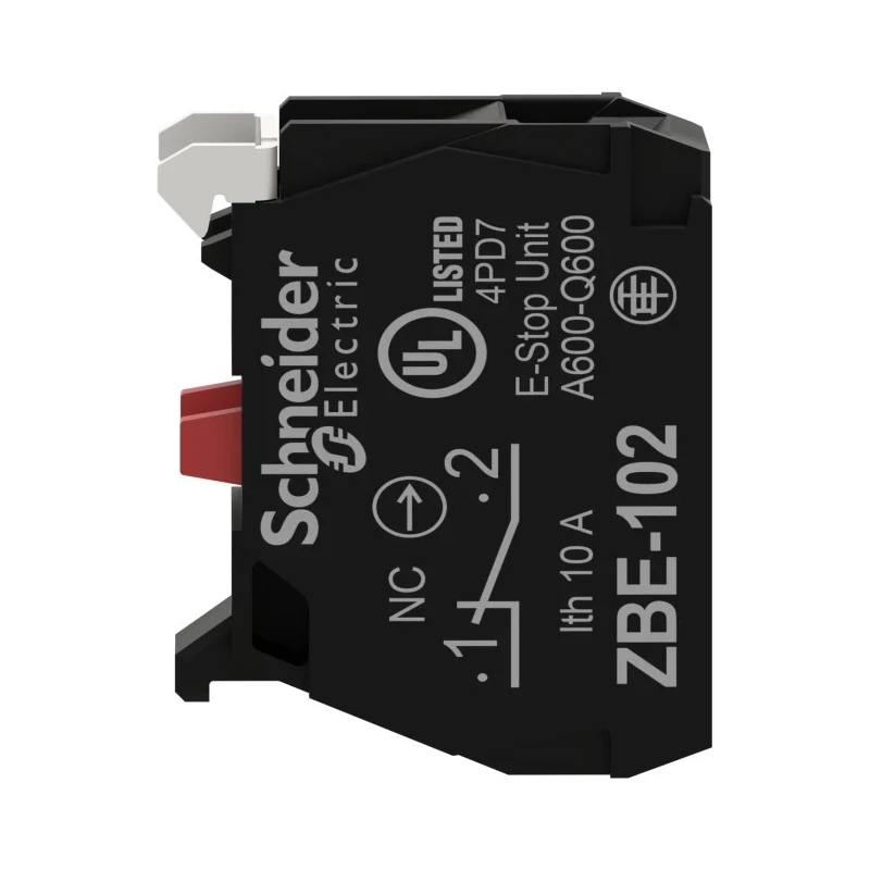 Schneider Electric Harmony XB Series Contact Block, 600V AC, 10A Current Rating, SPST, Screw Terminal, ZBE102