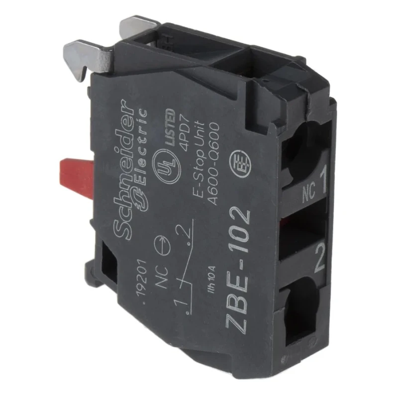 Schneider Electric Harmony XB Series Contact Block, 600V AC, 10A Current Rating, SPST, Screw Terminal, ZBE102