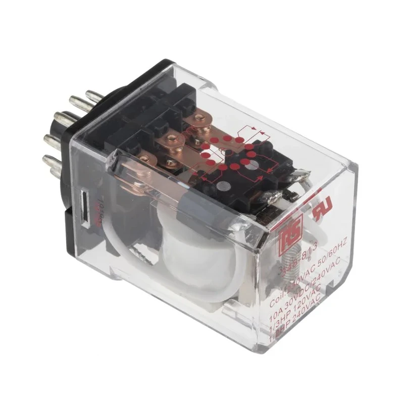RS PRO 230V ac Coil Power Relay, 10A Switching Current, 3PDT Contact Configuration 348-813