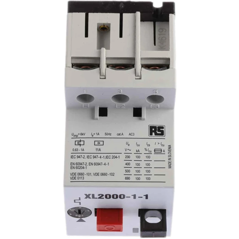 RS PRO 600 mA, 1A Motor Protection Circuit Breaker 690 V, XL2000 Series, Screw Terminal, -5 to 40 °C 331-3595